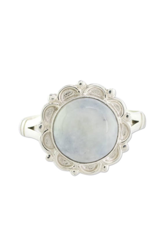 Lilac jade flower ring, 'Lilac Dahlia'