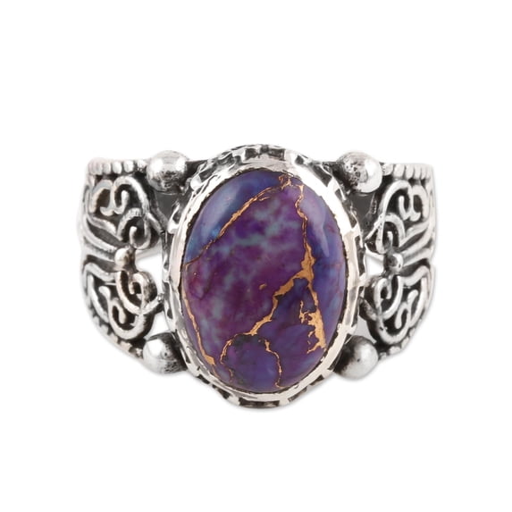 NOVICA Men's composite turquoise ring, 'Masculine Royalty'