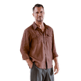thumbnail image 1 of NOVICA Men's linen shirt, 'Wish List in Cocoa', 1 of 8