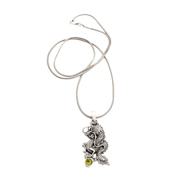 NOVICA Men's peridot necklace, 'Dragon's Ball'
