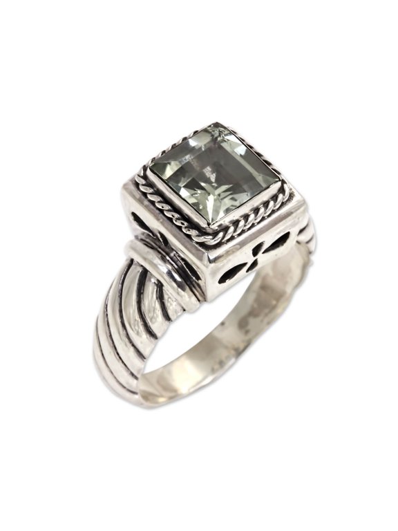 Men's prasiolite ring, 'Valiance'