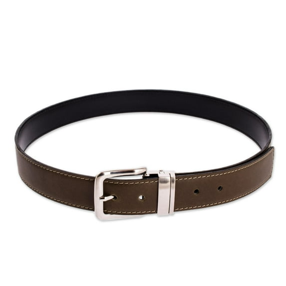 NOVICA Artisan Handmade Men's Reversible Leather Belt Green Black Accessories Salvador 'Advocate in Olive'