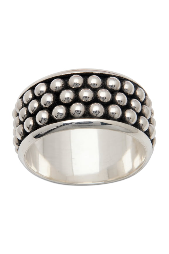 Men's sterling silver band ring, 'Hero's Dots'