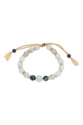 Multi-Gemstone Beaded Bracelet, 'Clear Waves'