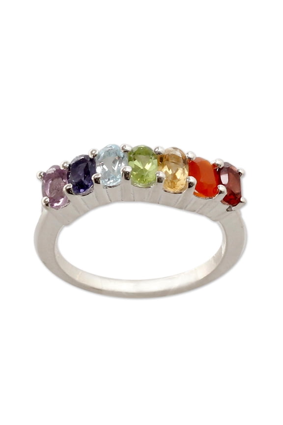 Multi-gemstone chakra ring, 'Positivity'