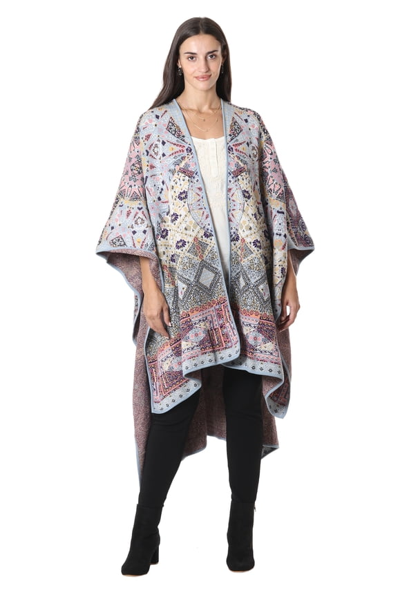 Multicolor knit ruana, 'Effortless Style'