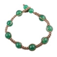 thumbnail image 1 of NOVICA Artisan Handknotted Onyx Beaded Bracelet Green Macrame from India Cotton Birthstone [7.5 in min L x 8 in max L x 0.3 in W] ' Green Planets', 1 of 6