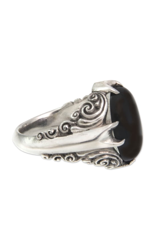 Onyx cocktail ring, 'Dark Surf'
