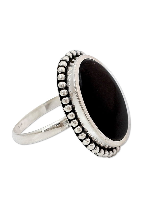 Onyx cocktail ring, 'Mysterious Moon'
