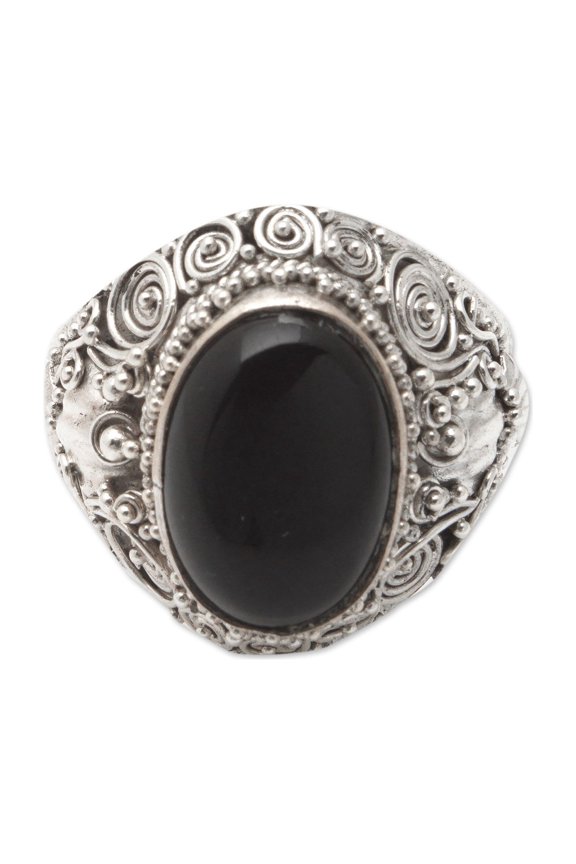 Onyx cocktail ring, 'Mystic Breeze'