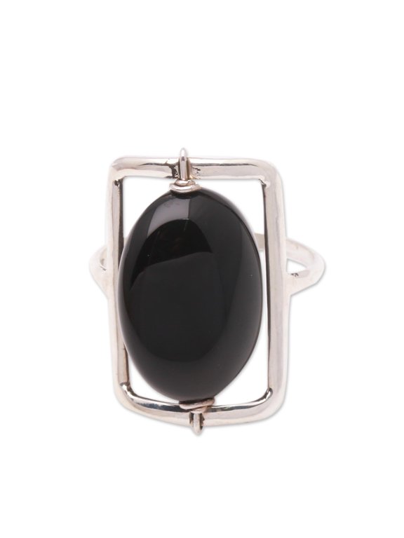 Onyx single-stone ring, 'Deep Soul'