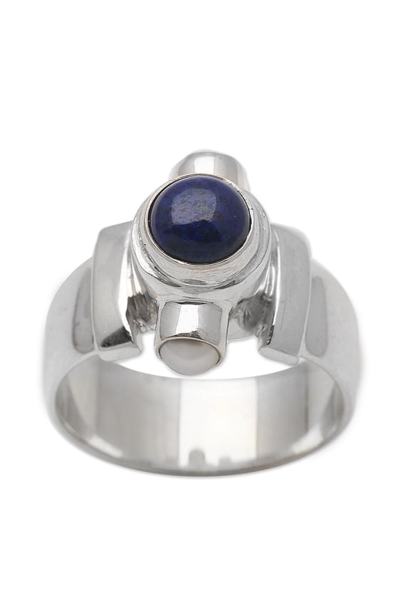 Pearl and lapis ring, 'Direction'