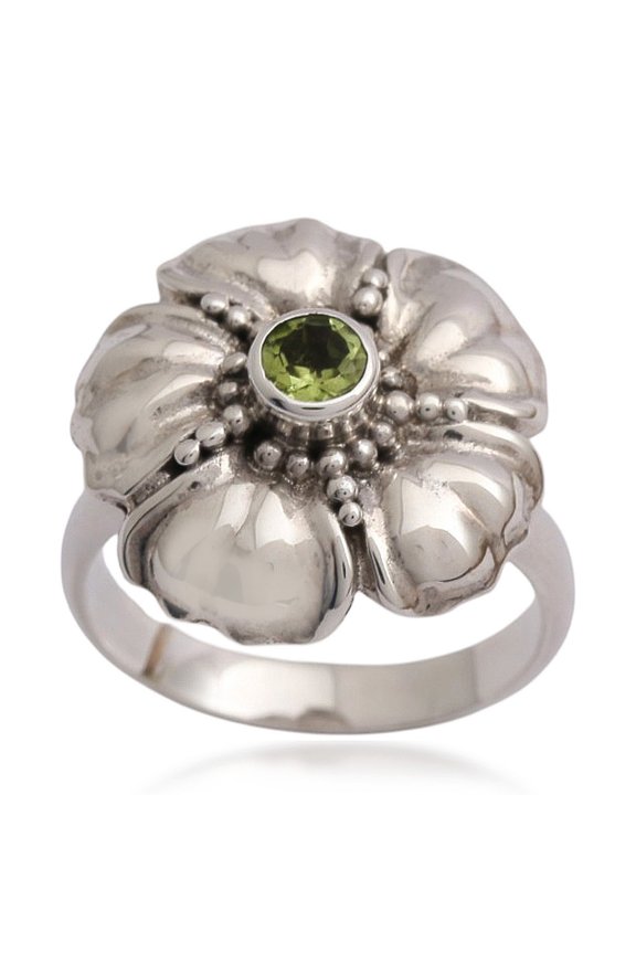 Peridot flower ring, 'Hibiscus'