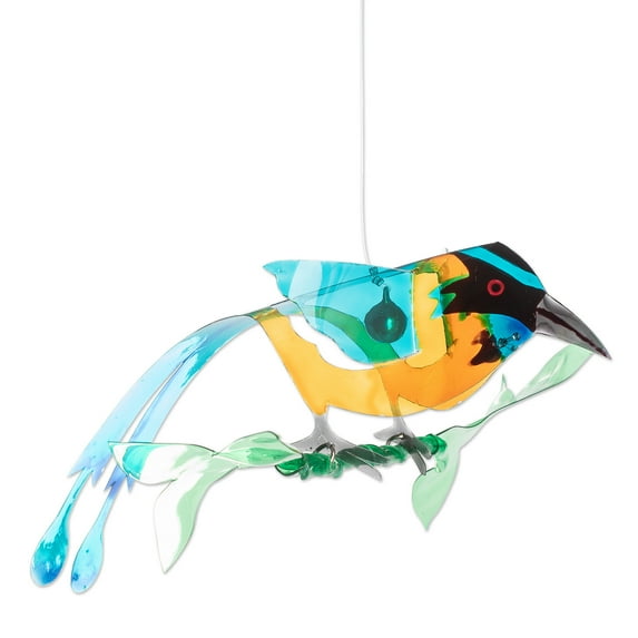 NOVICA Recycled plastic mobile, 'Ethereal Fauna'
