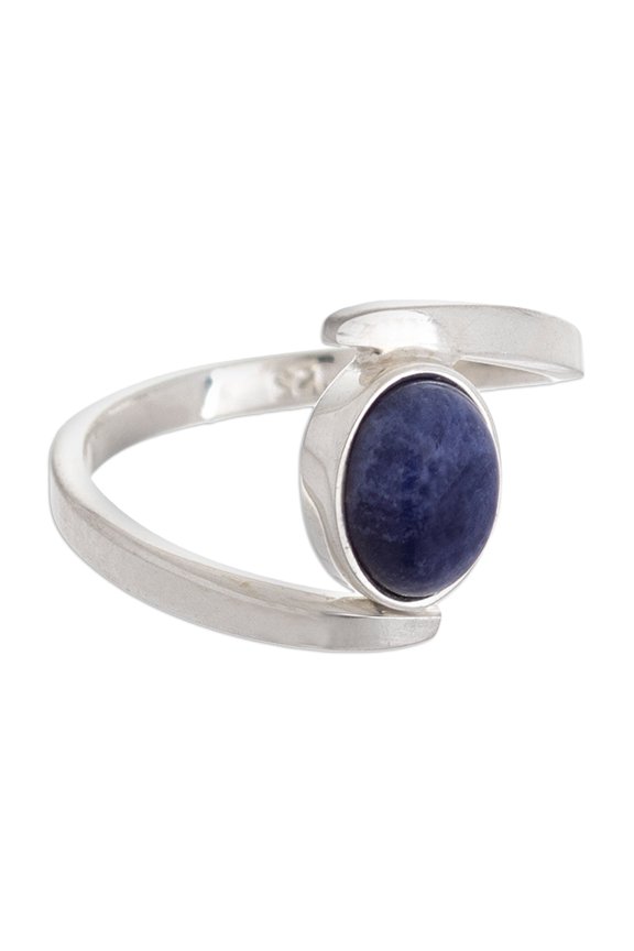 Sodalite single-stone ring, 'Embrace Life'