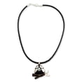 thumbnail image 1 of NOVICA Sterling silver and leather pendant necklace, 'Clever Owl', 1 of 5