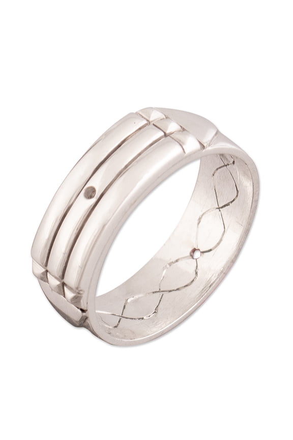 Artisan handmade .925 Sterling Silver Band Ring Artisan Crafted Atlantis from Peru 'Atlantis Power'