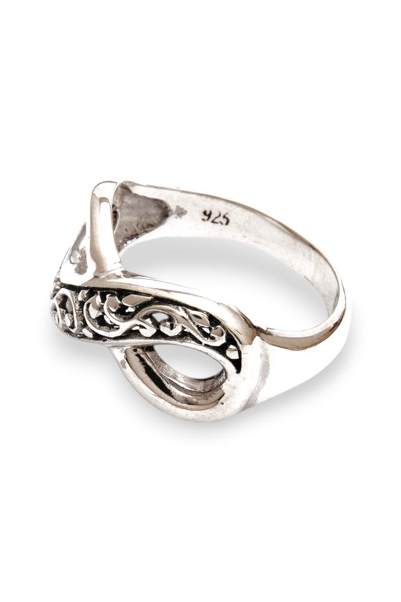 Sterling silver band ring, 'Tangled Vine'
