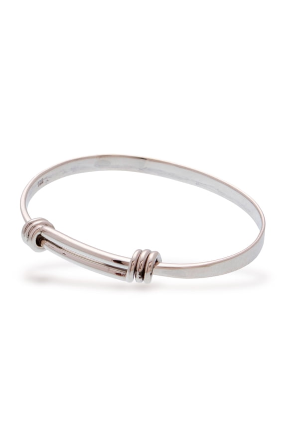 Artisan Handmade Sterling Silver Bangle Bracelet Simple Crafted Mexico Taxco [6.5 in min L x 7 in max L x 0.3 in W] ' Gleaming Band'