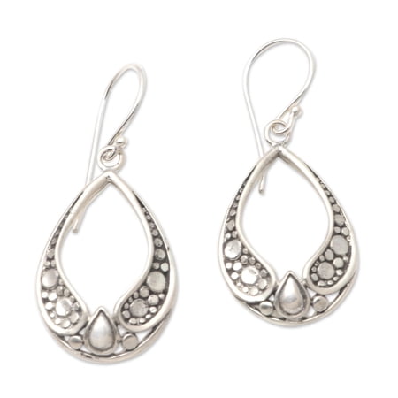 NOVICA Handmade .925 Sterling Silver Dangle Earrings Artisan Crafted Indonesia [1.6 in L x 1 in W x 0 in D] 'Castle Window'
