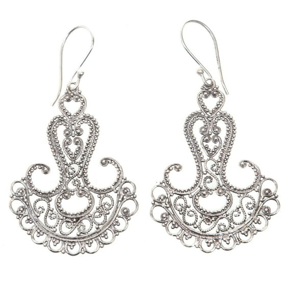 NOVICA Sterling silver filigree earrings, 'Benoa Anchor'
