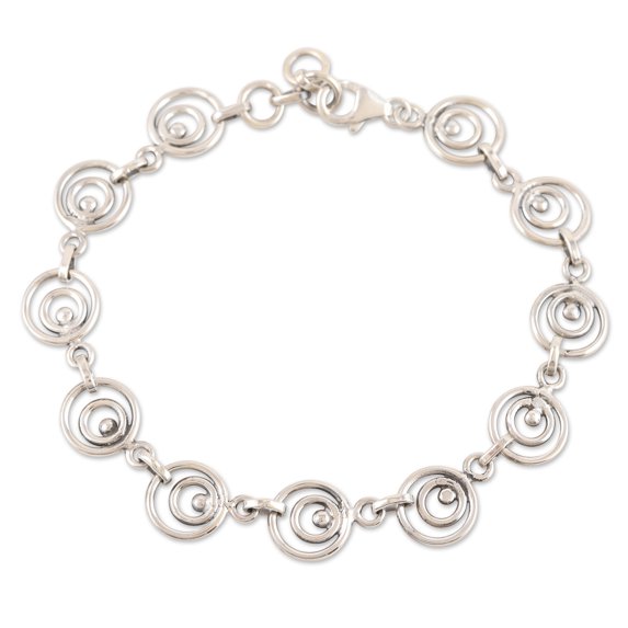 NOVICA Sterling silver link bracelet, 'Spirals of Hope'