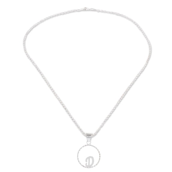 NOVICA Sterling silver pendant necklace, 'Circled D'