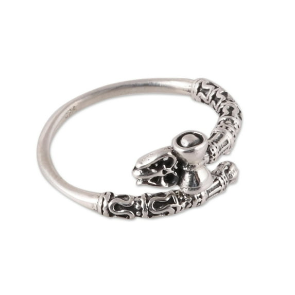 NOVICA Artisan Handmade .925 Sterling Silver Wrap Ring Shivathemed from India Stone No Hinduism Religious 'Powerful Shiva'