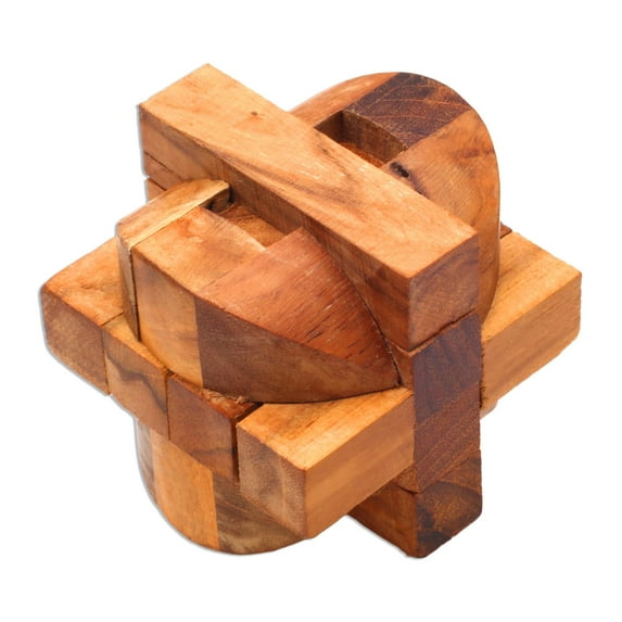 NOVICA Teak wood puzzle, 'Mental Exercise'