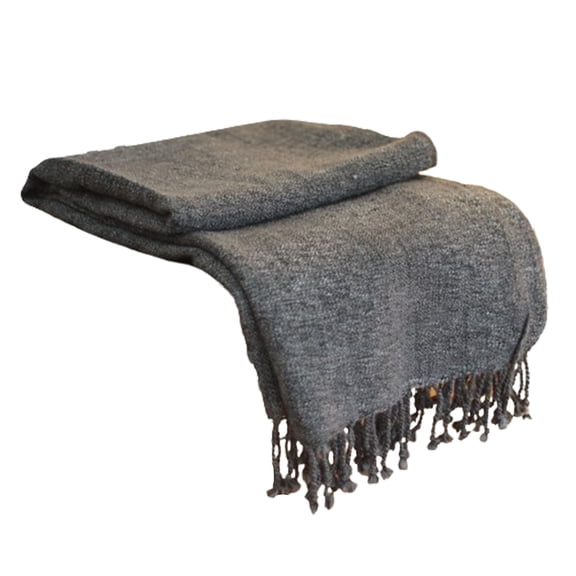 NOVICA Artisan Handmade Throw Solid Blanket Grey Acrylic India Pillows Stormy Weather 'Grey Dove'