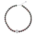 thumbnail image 1 of NOVICA Handmade Unakite Beaded Pendant Necklace from Thailand Fine .950 Silver Hill Tribe 'Natural Mind', 1 of 8