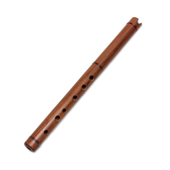 NOVICA Artisan Handmade Wood Quena Flute Inca with Case Peru Brown Musical Instruments Wind [15in H x 1in Diam.] ' Jacaranda'