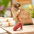 thumbnail image 1 of NOVICA Artisan Handmade Wood Sculpture Red Orange Indonesia Cultural 'Woman in Prayer', 1 of 7