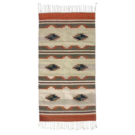 NOVICA Artisan Handmade Zapotec Wool Rug Authentic Earthtone Mexico Area [4.9 Ft. L x 2.6 Ft. W] 'Green Visions' (2.5x5)