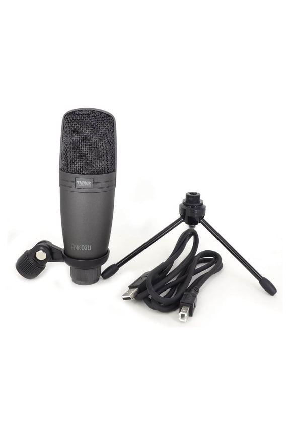 FNK 02U/USB - Professional Studio Condenser Microphone for DAW Recording & Podcasting (USB Out Connection Cable and Swivel Stand Mount Included)