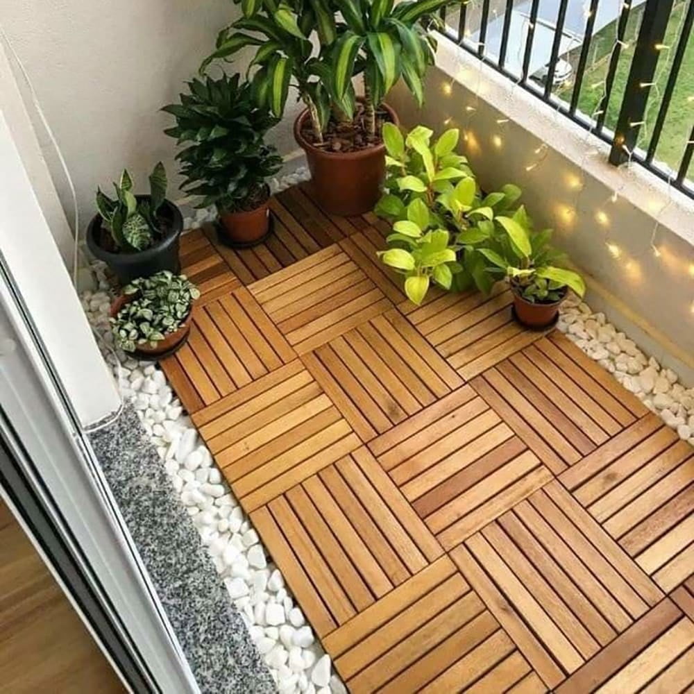 NOVO 6-slat Deck Tiles 11.18"x11.18" Acacia 30pack