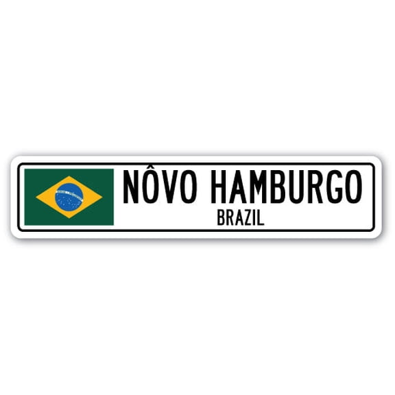 NOVO HAMBURGO BRAZIL Street Sign Brazilian flag city country road wall gift