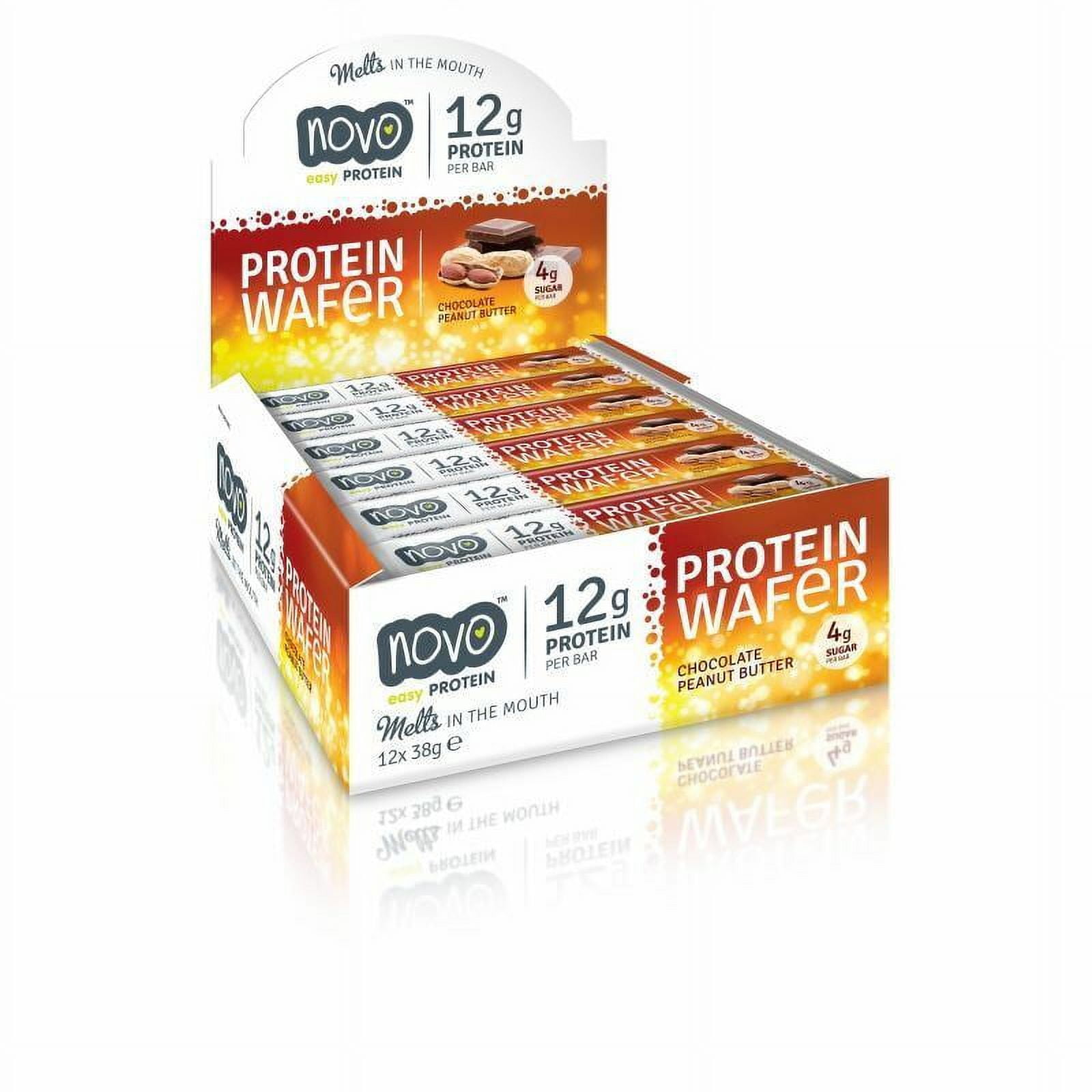 NOVO Protein Energy Wafer Bar 12g Protein, Healthy Snack, Light