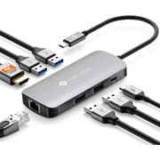 NOVOO 7-in-1 USB-C Hub with 4K 60Hz HDMI, Gigabit Ethernet, 3 USB 3.0 Ports, USB 2.0 Port and 100W PD
