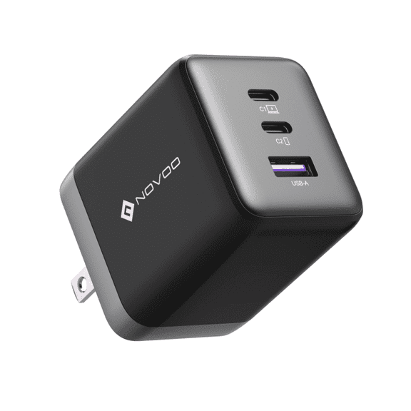 NOVOO 100W USB C Charger 3-Port GaN Adapter Fast Wall Charger Foldable and Compact for MacBook,Laptops,iPad,iPhone Series,Samsung and More