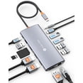 thumbnail image 1 of NOVOO 14-in-1 USB-C Docking Station, Dual Monitor Laptop Hub with 2 HDMI 4K@60Hz, DisplayPort 8K@30Hz, 100W PD, Ethernet, USB-C/A Data, SD/TF, Audio, 1 of 9