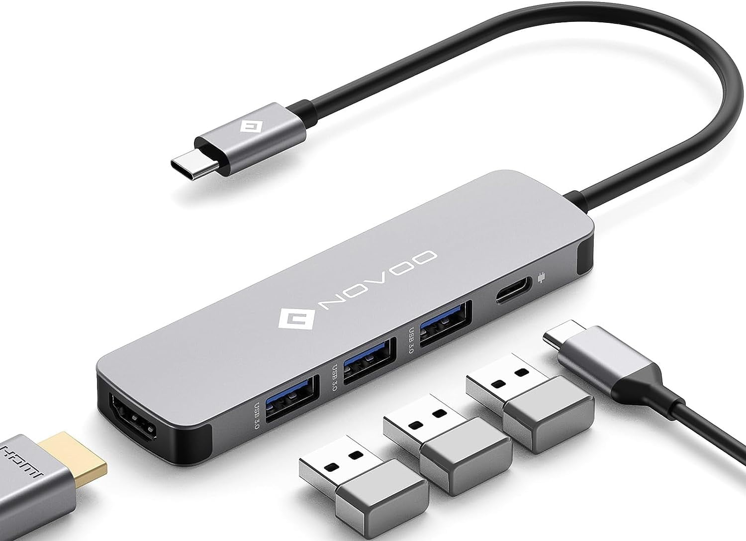 Chargeur USB-C NOVOO 120W GaN - Pour MacBook Pro/Air, IPad, IPhone - 3 Ports - Compact Et Rapide + Câble 100W Inclus