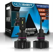 NOVSIGHT H7 LED Headlight Bulb White 6500K, 2Pcs 10000LM 50W Car Headlight Bulbs Conversion Kit, Super Bright Waterproof Replacement for Halogen Headlight
