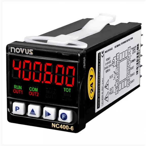 NOVUS 8040019086NC400-6-RP 24V RS485 6-Dig Counter 1 relay, pulse 48x48mm (1/16 DIN)