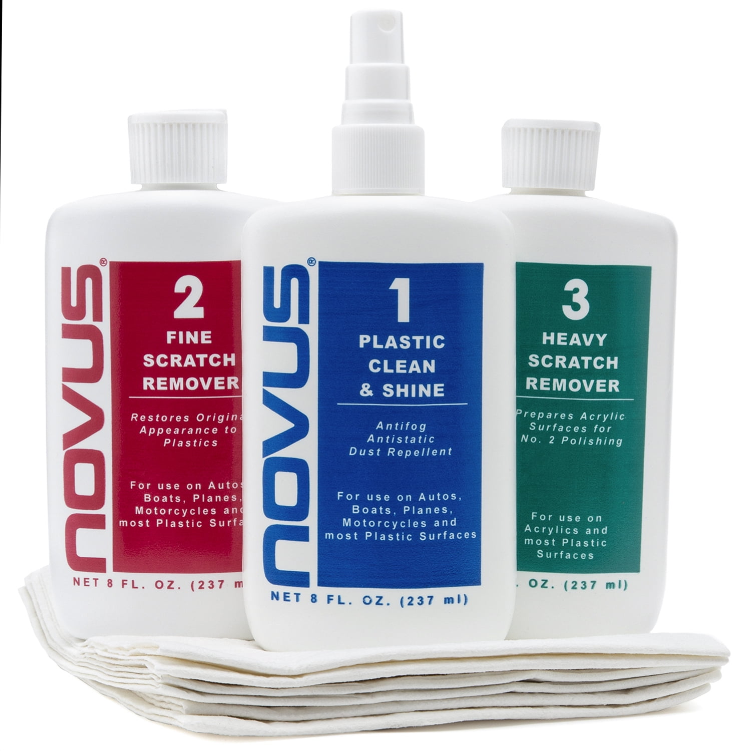 Novus Cleaning and Scratch Remover Kit with Microfiber Cleaning Cloth - 2  Ounce Set 