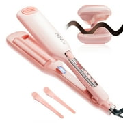 NOVUS Waver Curling Iron Anti-scald Hair Crimper,2 Barrel Ionic Wavy Hair Curler for Women,1.1in/28MM Rapid Heating Curling Wand,Dual Voltage Hair Waver,Crimper Hair Iron for Wide Deep Waves