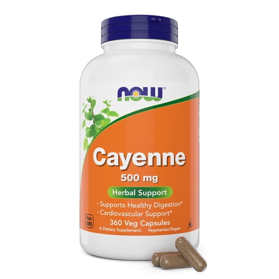 NOW Cayenne (Capsicum annuum) 500 mg, 360 Veg Capsules