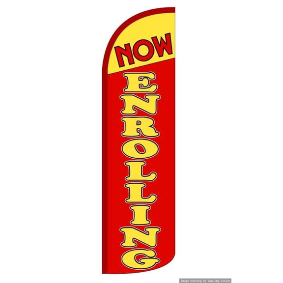 NOW ENROLLING Windless Flag (Hardware Not Included) |Advertisement /Business Flags | Feather Flag |