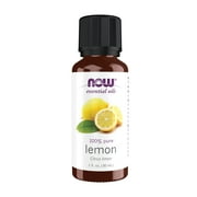 NOW Essential Oils, Lemon Oil, Cheerful Aromatherapy Scent, Cold Pressed, 100% Pure, Vegan, Child Resistant Cap, 1-Ounce