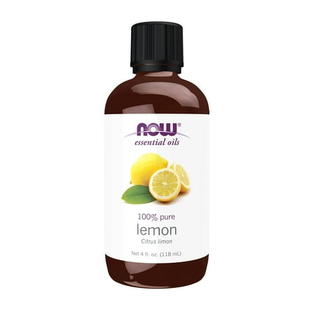 NOW Essential Oils, Lemon Oil, Cold Pressed, 100% Pure, Vegan, Child Resistant Cap, 4-Ounce